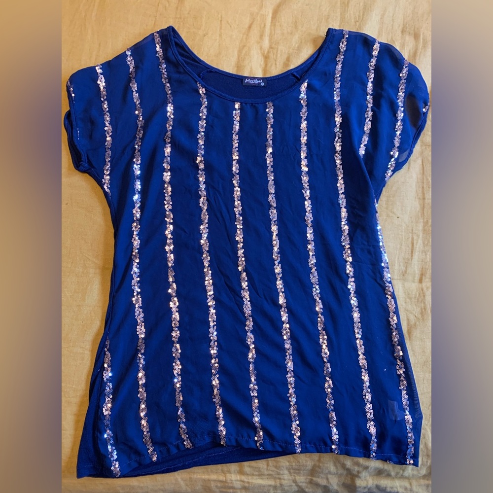 Navy Blue Sequin Maternity Dress Shirt